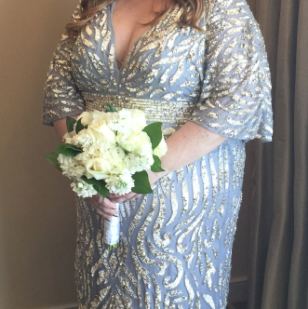 Cape sleeve plus size gown